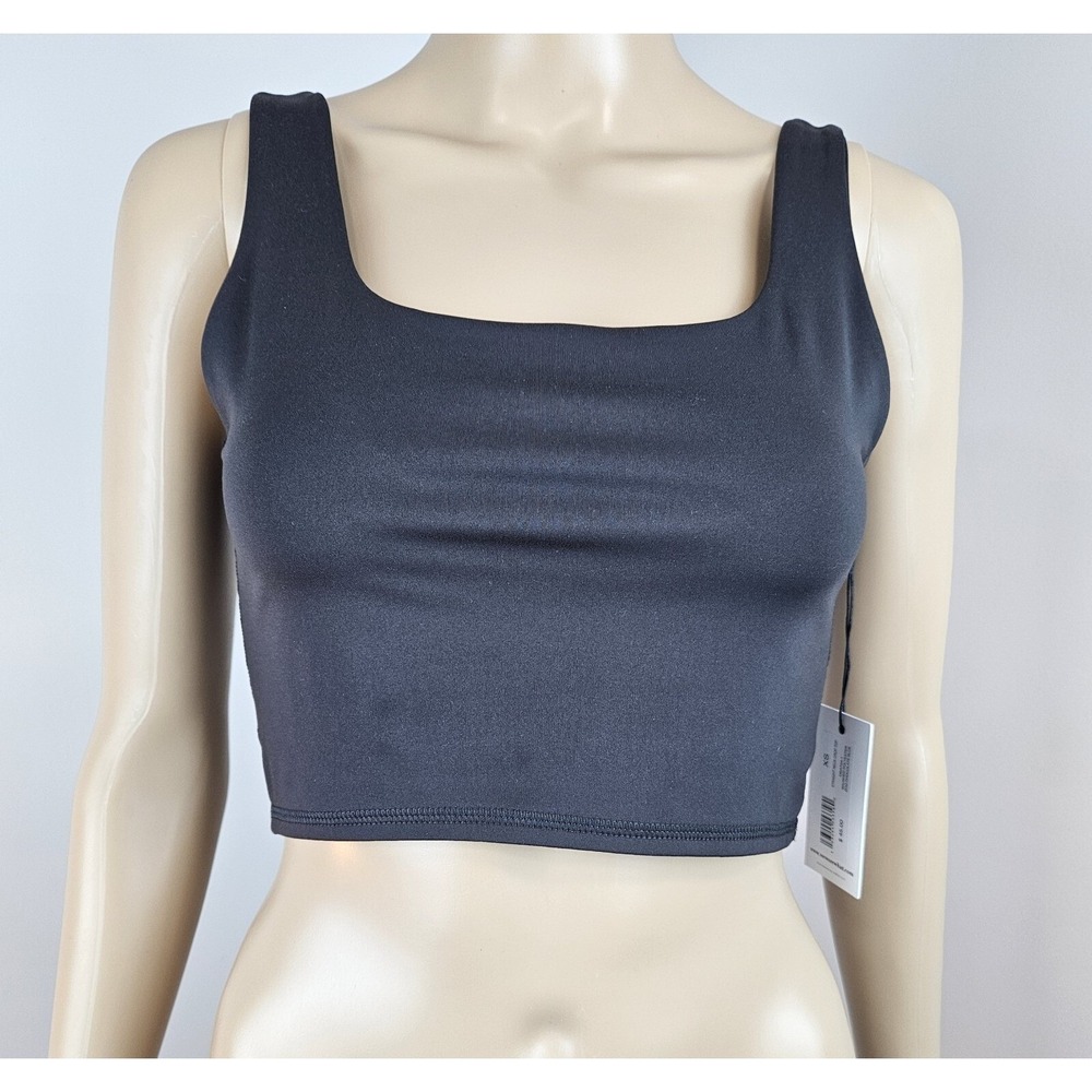 WeWoreWhat Straight Neck Crop Top Black XS